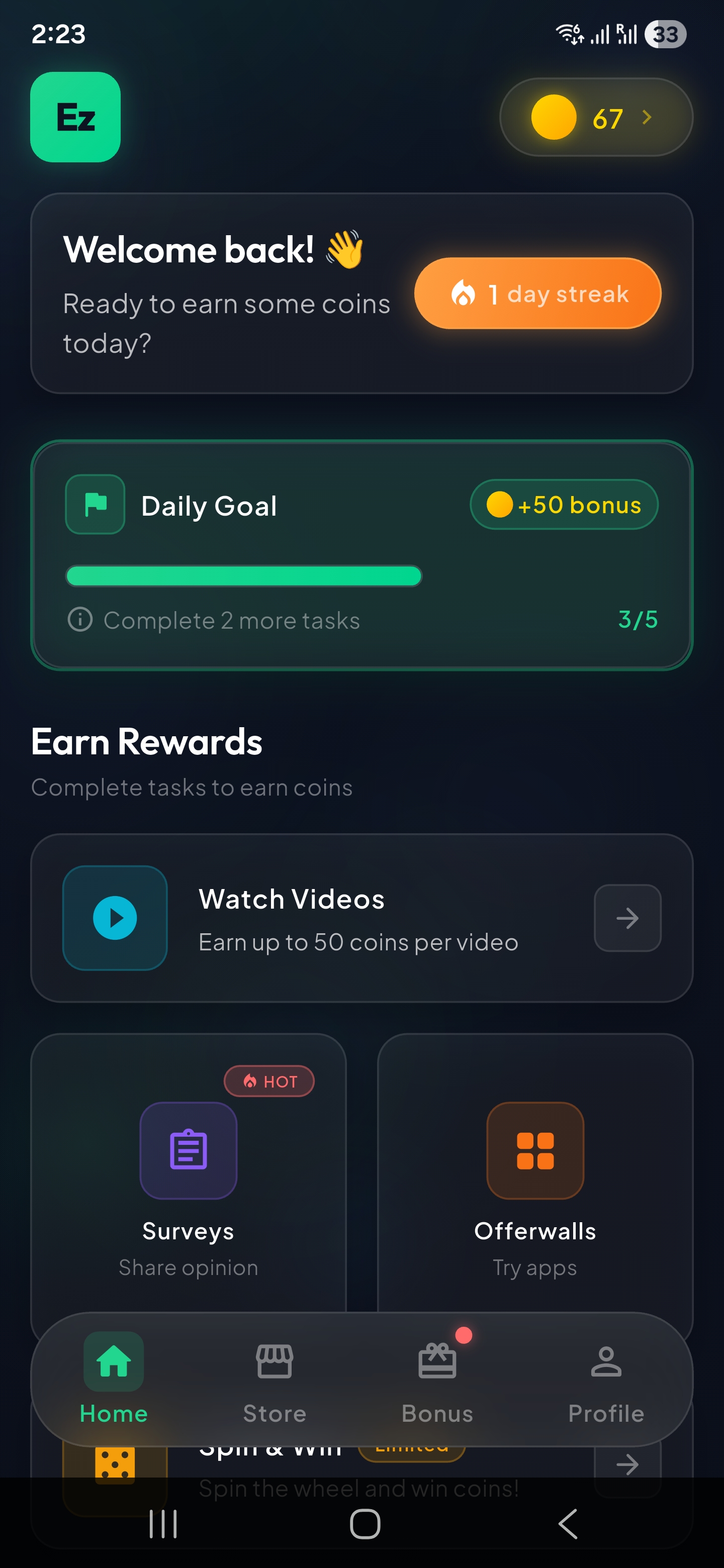 EzCash App Screenshot